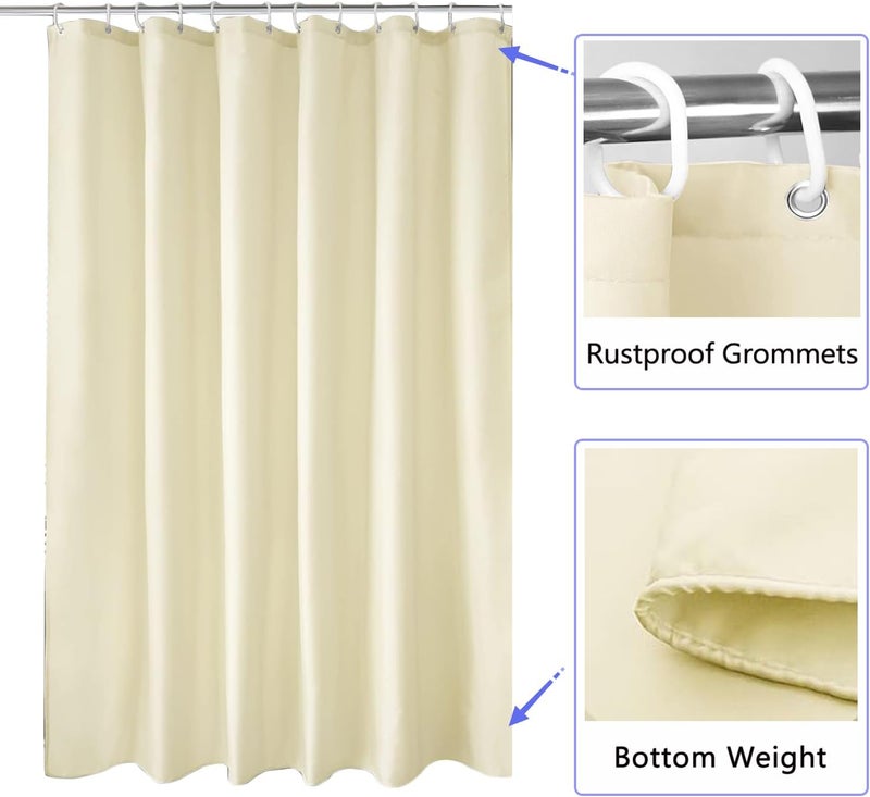 LLSCL Beige Fabric Shower Curtain Liner with Bottom Counterweight, Waterproof Hotel Quality, 72 x 72 Machine Washable - Image 2